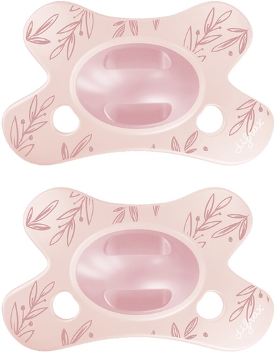 Difrax Natural Fopspeen - 0 tot 6 Maanden - Blaadjes - Lichtroze - 2 Stuks