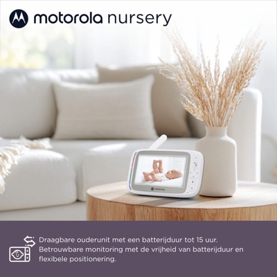Motorola VM45 CONNECT – Babyfoon met wifi-camera en 5-inch monitor | HD-beeld met 720p, tweewegcommunicatie, temperatuurregeling, Stargrip voor bevestiging aan wieg, Motorola Nursery-app, bereik tot 300 m