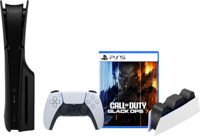 PlayStation 5 Slim Disc Edition + Call of Duty: Black Ops 7 + Covers Zwart + Oplaadstation