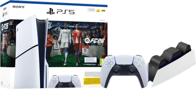 PlayStation 5 Slim Disc Edition + FC 26 + Extra Controller Wit + Oplaadstation