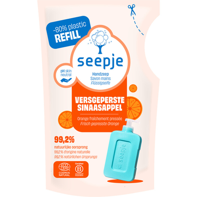 Seepje Handzeep sinaasappel refill Vloeibare zeep 300 ml