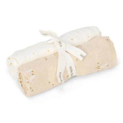 Little Dutch hydrofiele swaddle doek Little Goose wit/beige