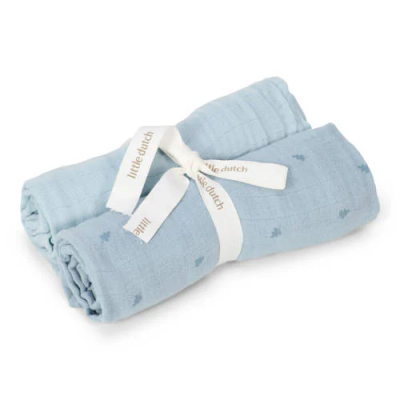 Little Dutch hydrofiele swaddle doek Pure Denim Blue blauw