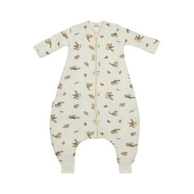 Meyco gevoerde winter slaapoverall jumper Robin Babyslaapzak Ecru Dierenprint 92 cm