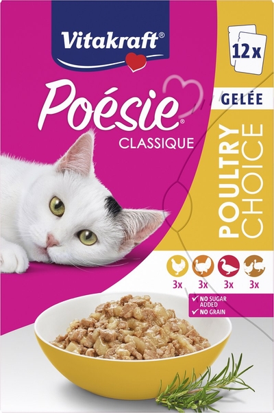 Vitakraft Poésie Classique multipack - natvoer - gevogelte - 5 verpakkingen 12x85 gr natvoer katten