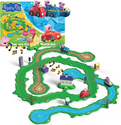 Peppa Pig Whizz Around - Peppa’s Grote Wijde Wereld Speelset - Modulaire rijbaan voor Whizz Around voertuigen - Interactief met muziek en geluid
