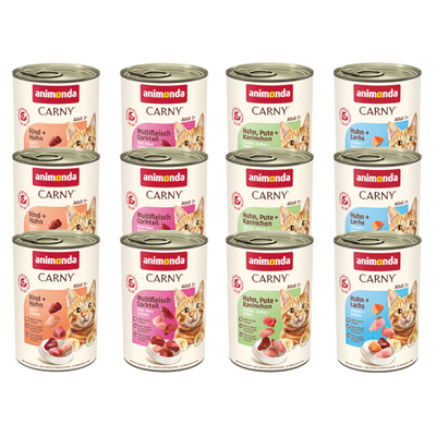 animonda Carny Adult Voordeelpakket 12 x 400 g Kattenvoer - Gourmet selectie (4 varianten) - natvoer katten