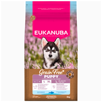 Voordeelpakket: 2x3kg Eukanuba Grain Free Puppy Large & Giant Breed Zeevis Hondenvoer droog - hondenbrokken