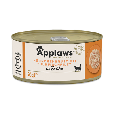 Applaws in Bouillon 6 x 70 g Kattenvoer - Kipfilet met tonijn - natvoer katten