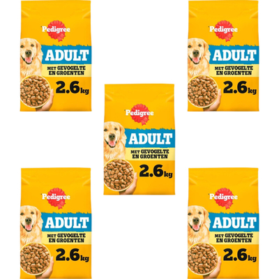 Pedigree Adult met gevogelte en groenten 5 x 2,6 kg - hondenbrokken