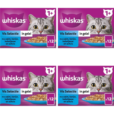 Whiskas 1+ Vis selectie in gelei 48 x 85 gr- natvoer katten