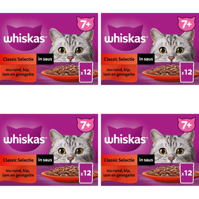 Whiskas 7+ Classic selectie in saus 48 x 85 gr - natvoer katten
