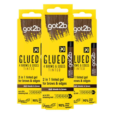 3x Got2b Glued 4 Brows&Edges Tinted Brown 16 ml