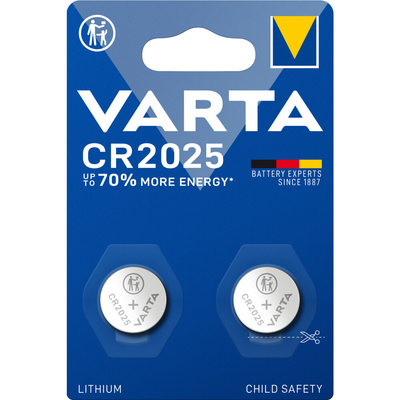 4x Varta LITHIUM Coin Batterijen CR2025 Blister 2 stuks