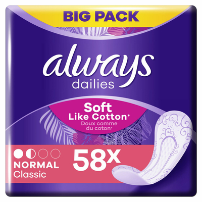 Always Dailies Normal Classic Soft Like Cotton - 58 stuks - Inlegkruisjes