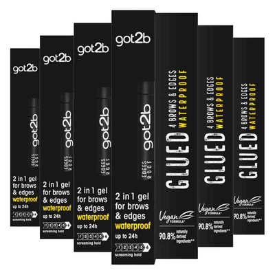 6x Got2b Glued 4 Brows&Edges Waterproof 16 ml