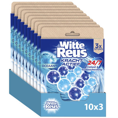 10x Witte Reus Toiletblok Kracht Actief Oceaan 3 stuks