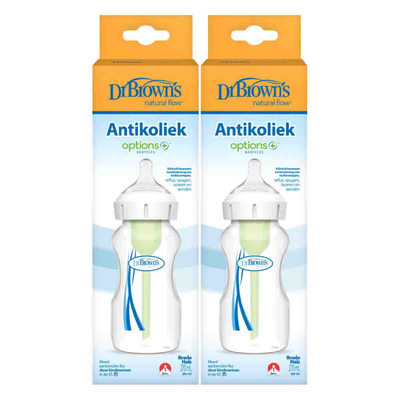 2x Dr. Browns Options+ Brede Halsfles Transparant 270 ml