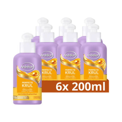 Andrélon Lichtgewicht Leave-in Haarcrème - Perfecte Krul - verrijkt met kokosmelk & proteïne - 6 x 200 ml