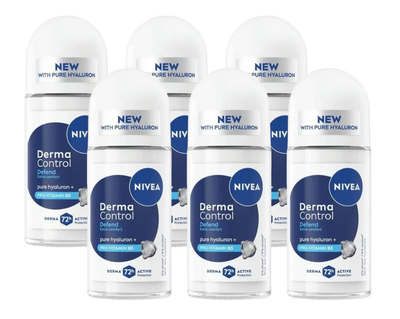 Nivea Derma Control Defend Deodorant Roller Voordeelverpakking 6x50 ml