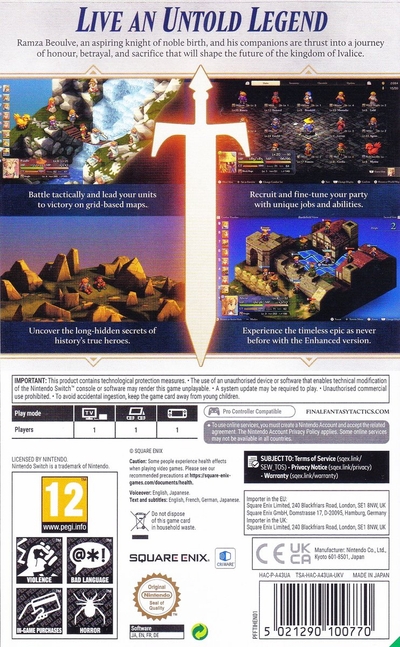 Final Fantasy Tactics The Ivalice Chronicles Nintendo Switch