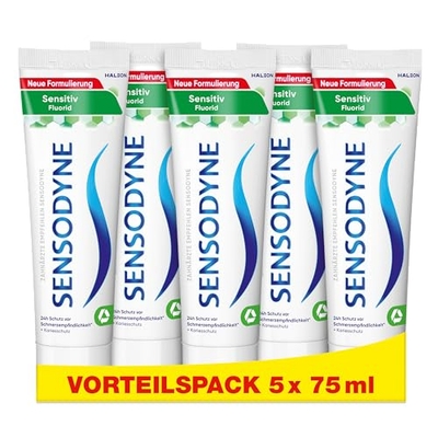 Tandpasta - Sensodyne Sensitive Fluoride, dagelijkse tandpasta ter bescherming tegen cariës, bij pijngevoelige tanden, 75 ml
