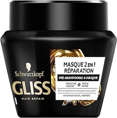 Schwarzkopf - Gliss - reparatiemasker 2-in-1 - voorshampoo en masker - droog/beschadigd haar - haarverzorging - 96% ingrediënten van natuurlijke oorsprong - pot van 300 ml