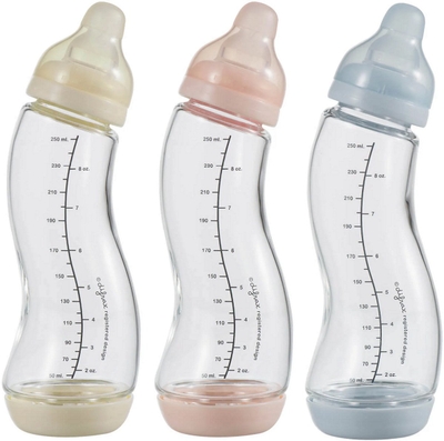 Difrax glazen s-fles natural - kleurassorti - anti-koliek - S fles - 250ml 1 stuk