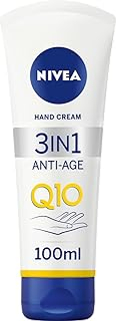 NIVEA 3-in-1 Q10 Anti-Age Handcrème - Handverzorging - Hand Cream- 24 uur lang zachte handen - Bevat glycerine vloeistof - Lichaamsverzorging -100 ml