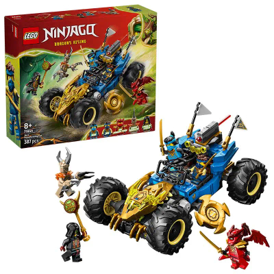 LEGO® NINJAGO® Jay's Transformerende Auto - Ninjaset met 5 Minifiguren Inclusief Jay, Nya en Dragon Form Kai - Cadeautip voor Jongens en Meisjes Vanaf 8 Jaar en Autoliefhebbers - 71856