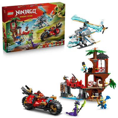 LEGO® NINJAGO® Ninjavoertuigen bij de Boomhut - Actiespeelgoed - Speelset met Boomhut, Helikopter, Motor en 6 Minifiguren - Bouwset voor Kinderen Vanaf 7 Jaar - Cadeautip - 71857