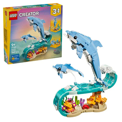 LEGO® Creator 3in1 Zeedieren: Prachtige Dolfijnen - Bouw Om tot een Zeepaardje of Krab - 31385