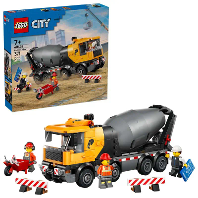 LEGO® City Cementwagen - Groot Bouwvoertuig voor Jongens, Meisjes en Kinderen Vanaf 7 Jaar - Betonmixer met Draaiende Trommel en Kantelbare Cabine - Cadeautip voor Verjaardagen - 60478