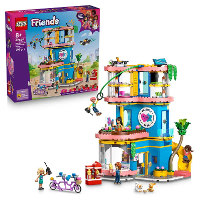 LEGO® Friends Heartlake City Clubhuis - Bouwspeelgoedset voor Meisjes en Jongens Vanaf 8 Jaar - 5 Minipoppetjes, Kat, Gekko, Konijn - Tokkelbaan, Glijbaan, Keuken, Fantasiespel voor Kinderen - Cadeautip - 42689