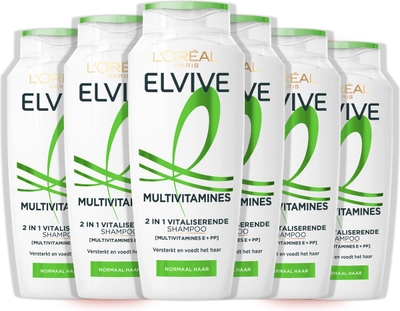 L’Oréal Paris Elvive Multivitamines 2 in 1 Shampoo - 6 x 250 ml - Normaal Tot Vet Haar