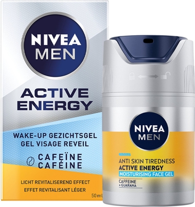 NIVEA MEN Active Energy Wake-up Gezichtsgel - Droge huid - Met cafeïne - Hydraterend en verstevigend - Gezichtscreme mannen- 50 ml