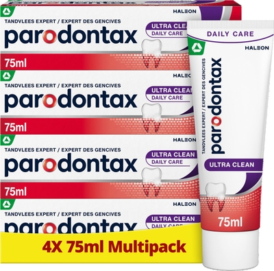 Parodontax Ultra Clean dagelijkse tandpasta tegen bloedend tandvlees 4x75 ml