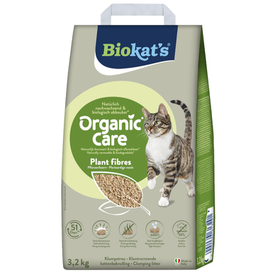 8 liter Biokat's Organic Care kattenbakvulling van plantaardige vezels
