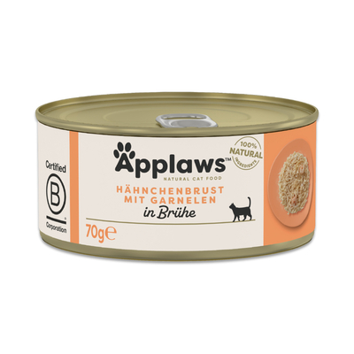 Applaws in Bouillon 6 x 70 g Kattenvoer - Kipfilet met garnalen - natvoer katten