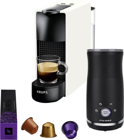 Krups Nespresso Essenza Mini XN1101 Wit + Pierre Melkopschuimer
