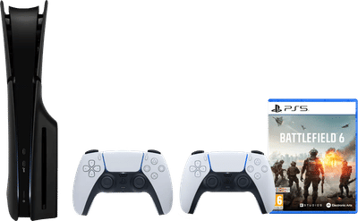 PlayStation 5 Slim Disc Edition + Battlefield 6 + Covers Zwart + Extra Controller Wit