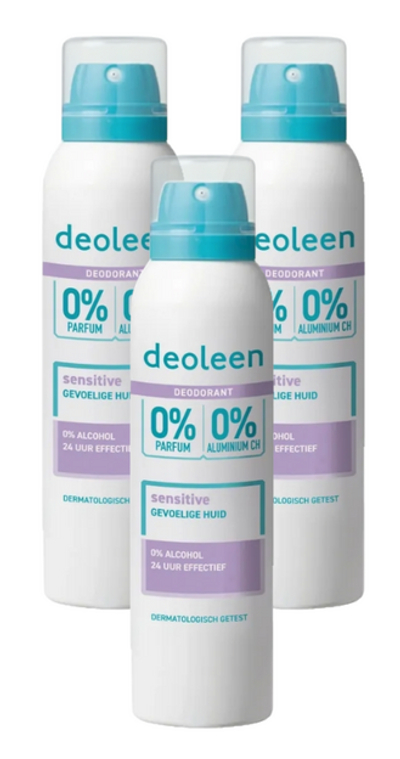Deoleen Deodorant Aerosol Sensitive 0% Multiverpakking 3x150 ml