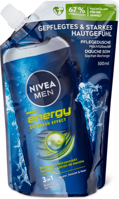 Nivea Men Energy 3-in-1 Douchegel Navulling 500 ml