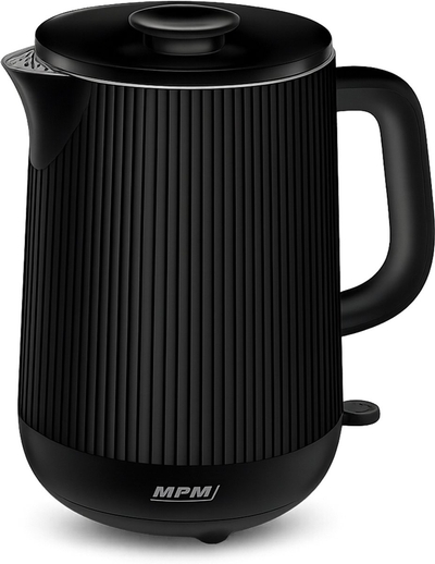 MPM Stille Dubbelwandige RVS Waterkoker van 1,7 Liter met 1800W - Coolwall Zwart