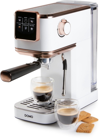 DOMO DO746K Espressomachine - Met Stoompijpje - 20 Bar - Pistonmachine - Koffiecupmachine - Wit - Rosé
