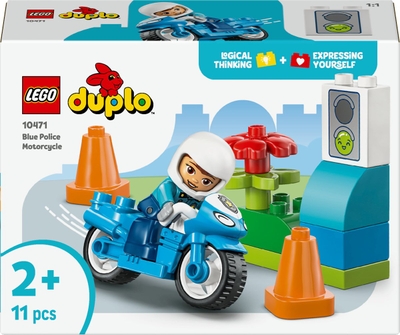 LEGO® DUPLO® Town Blauwe Politiemotor - Speelgoedset voor Peuters - Educatief Speelgoed met Voertuig, Agente en Verkeerslicht - Cadeau voor Kinderen Vanaf 2 Jaar - 10471