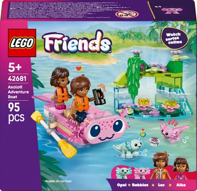 LEGO® Friends Axolotlavontuur - 1 Minipoppetje, 1 Micropoppetje, 2 Axolotlfiguren - Miniboot met Reddingsvesten om te Doen Alsof - Voor Meisjes en Jongens Vanaf 5 Jaar - Cadeautip voor Kinderen - 42681