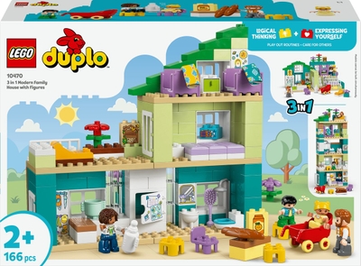LEGO® DUPLO® Town 3-in-1 Modern Woonhuis met Figuren - 3 Bouwmogelijkheden - Leerzaam Speelgoed voor Fantasierijk Spelen - Cadeau voor Peuters Vanaf 2 Jaar - 10470