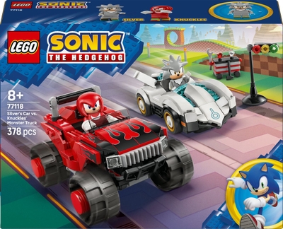 LEGO® Sonic the Hedgehog™ Silvers Auto vs. Knuckles' Monstertruck Speelgoed - Bouwset voor Kinderen Vanaf 8 Jaar - 2 Racewagens en 2 Minifiguren - Sonic Gamingcadeau - 77118