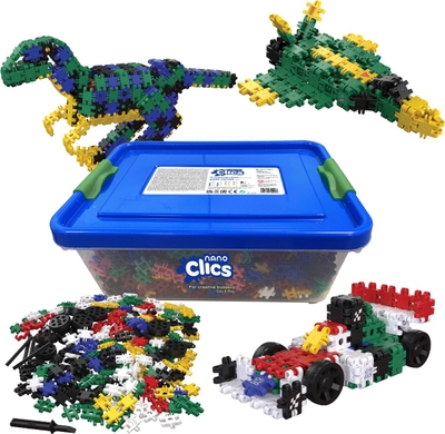 Nano Clics – Creative Builders 2000 Piece Set – 15 in 1 Bouwblokken – SPEELGOED Gemaakt Van 100% RECYCLED Plastic – Speelgoed 8, 9, 10, 11, 12 jaar – Constructie Speelgoed